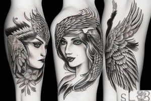 Women eye eagle tattoo idea