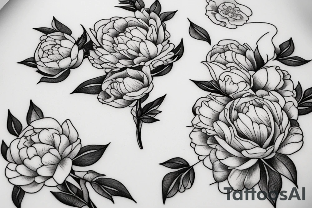 Peony’s with lillis with roses tattoo idea