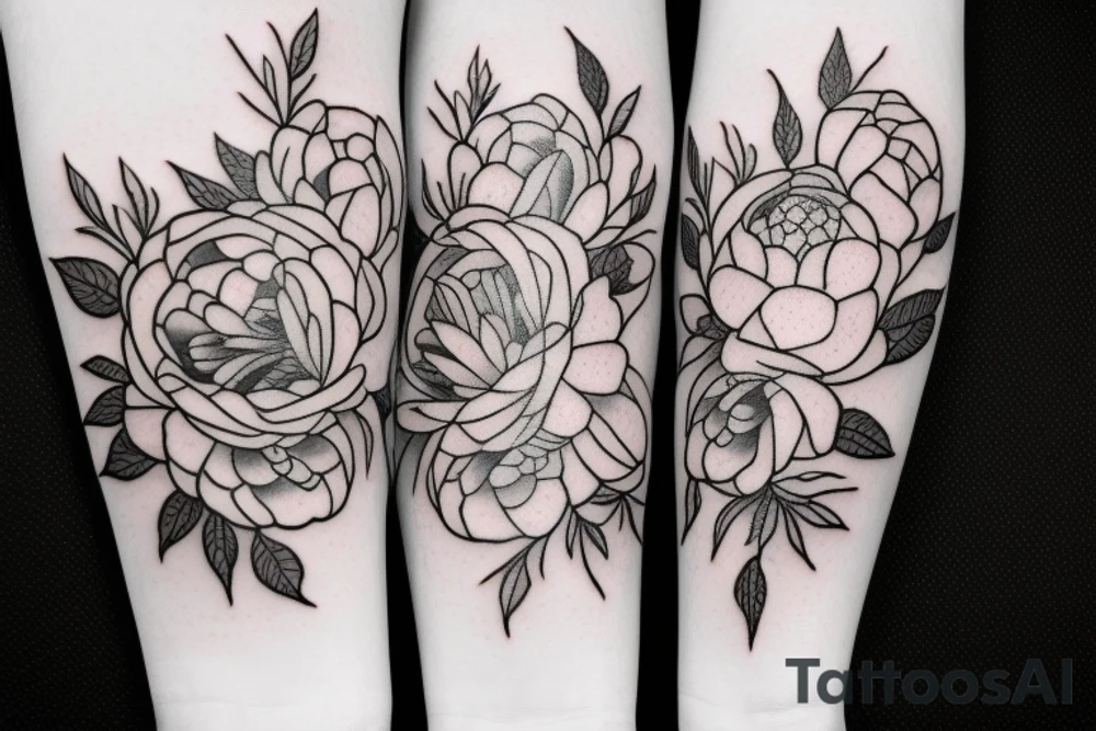Peony’s with lillis with roses tattoo idea