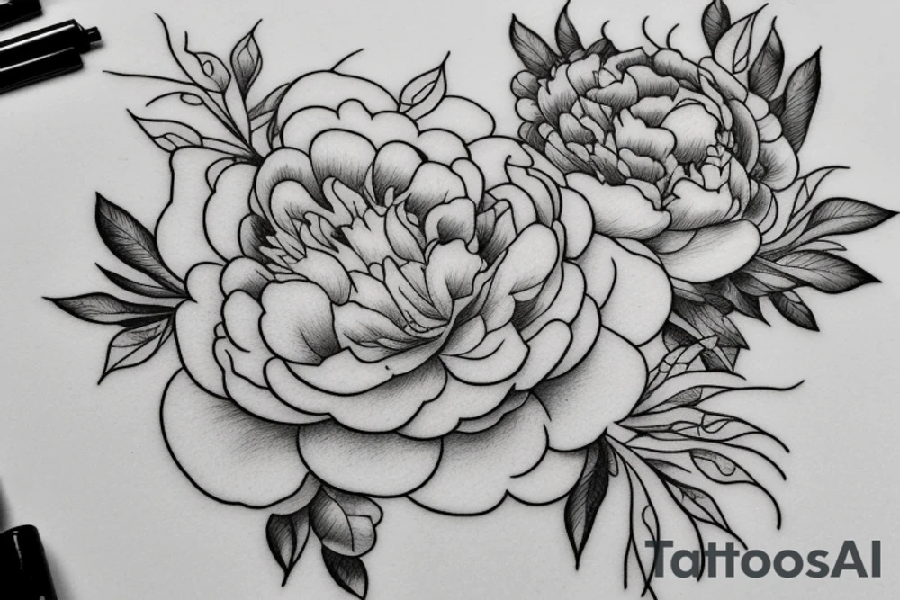 Peony’s and cloudsx tattoo idea
