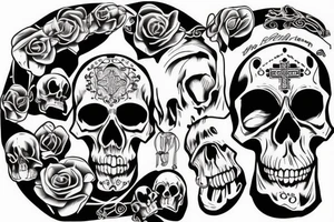 Praying hands with rosary skull style tattoo idea