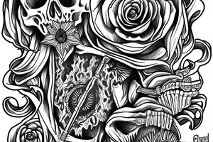 Serenity prayer in skeleton style tattoo idea