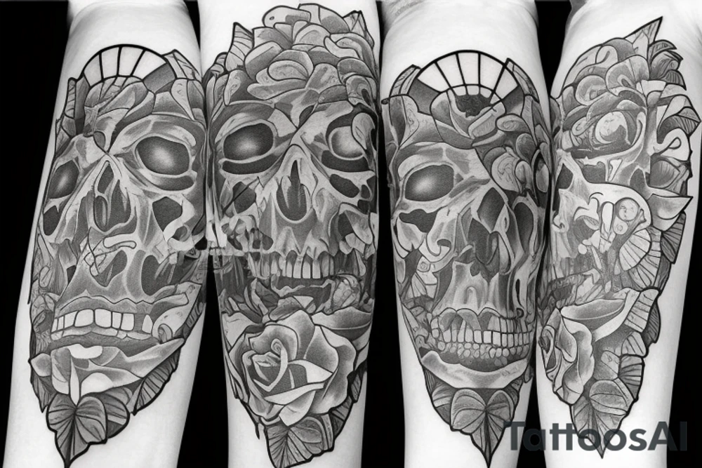 Serenity prayer in skeleton style tattoo idea