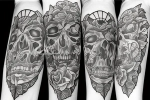Serenity prayer in skeleton style tattoo idea
