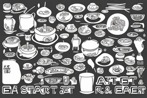 asian resturant style. to represent the job as the food runner and has to include the words: eat, sleep, chi, repeat. tattoo idea