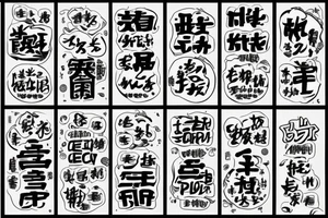 asian resturant style. to represent the job as the food runner and has to include the words: eat, sleep, chi, repeat. tattoo idea