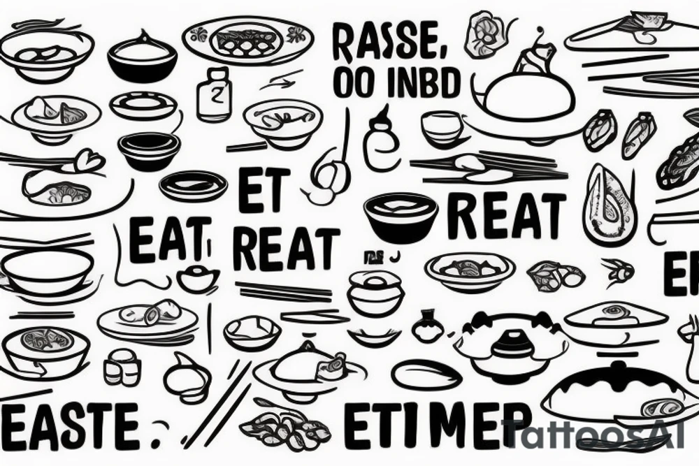asian resturant. to represent the job as the food runner and has to include the quote: eat, sleep, chi, repeat. tattoo idea