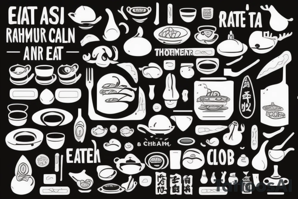 asian resturant. to represent the job as the food runner and has to include the quote: eat, sleep, chi, repeat. tattoo idea