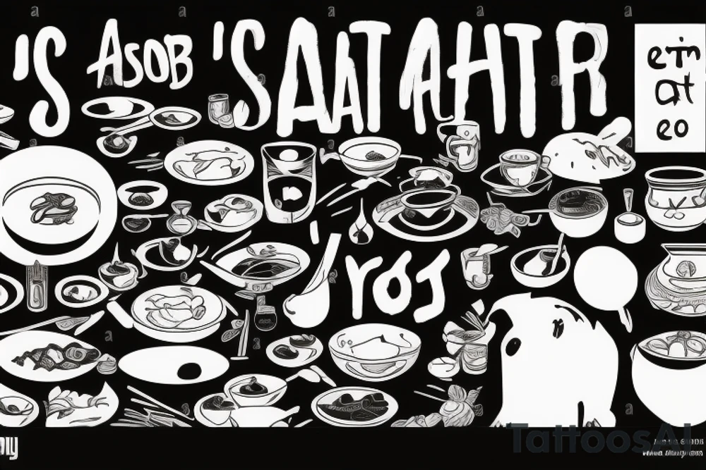 asian resturant. to represent the job as the food runner and has to include the quote: eat, sleep, chi, repeat. tattoo idea