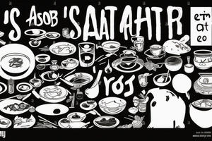asian resturant. to represent the job as the food runner and has to include the quote: eat, sleep, chi, repeat. tattoo idea