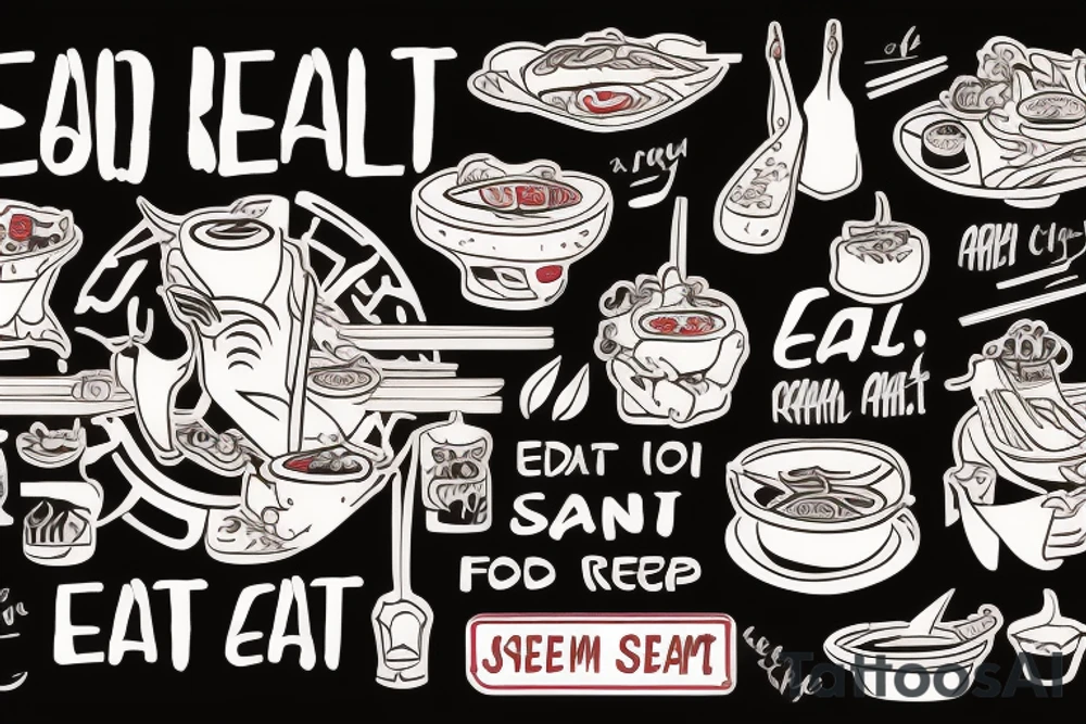 asian resturant. to represent the job as the food runner and has to include the quote: eat, sleep, chi, repeat. tattoo idea
