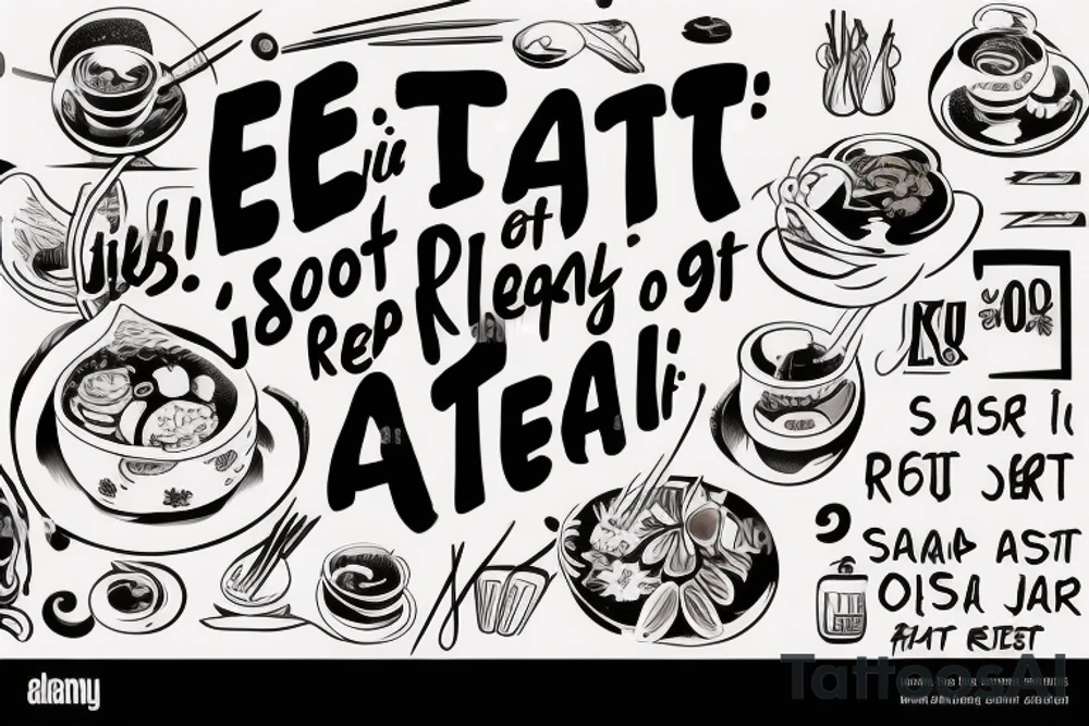 asian resturant. to represent the job as the food runner and has to include the quote: eat, sleep, chi, repeat. the quote is in english tattoo idea