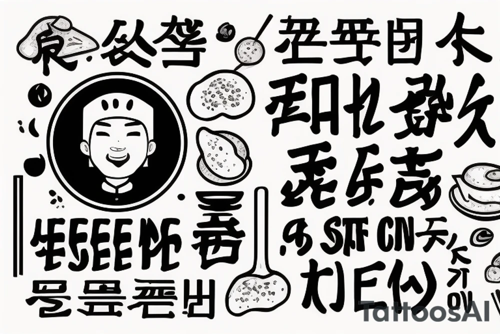 asian resturant. to represent the job as the food runner and has to include the quote: eat, sleep, chi, repeat. the quote is in english tattoo idea