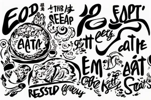 asian resturant. to represent the job as the food runner and has to include the quote: eat, sleep, chi, repeat. the quote is in english tattoo idea