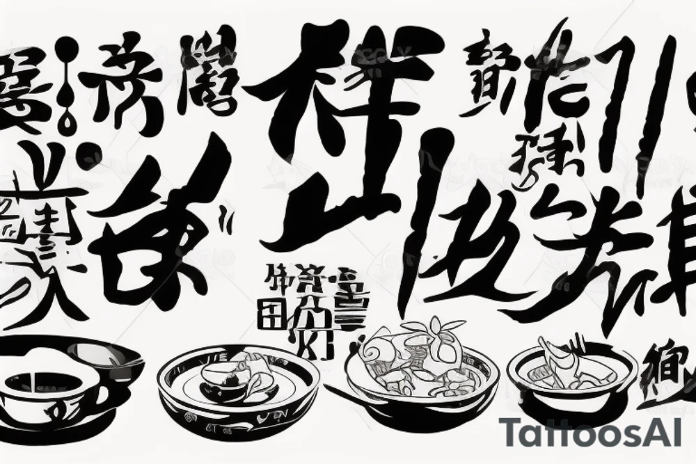 asian resturant. to represent the job as the food runner and has to include the quote: eat, sleep, chi, repeat. the quote is in english tattoo idea