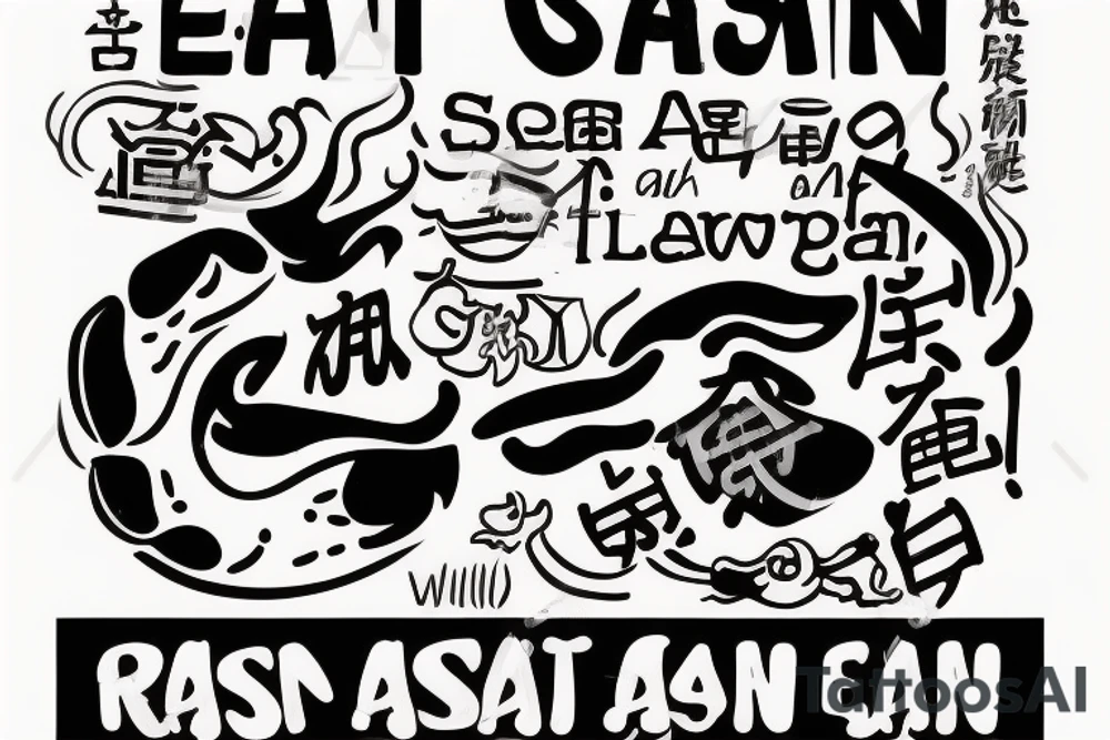 pan asian resturant. to represent the job as the food runner and has to include the quote: eat, sleep, chi, repeat. the quote is in english tattoo idea