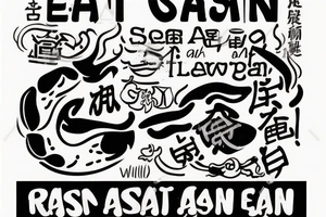 pan asian resturant. to represent the job as the food runner and has to include the quote: eat, sleep, chi, repeat. the quote is in english tattoo idea