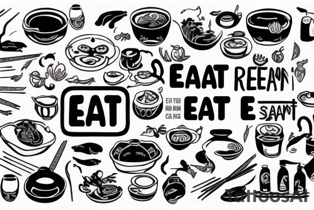 pan asian resturant. to represent the job as the food runner and has to include the quote: eat, sleep, chi, repeat. the quote is in english tattoo idea