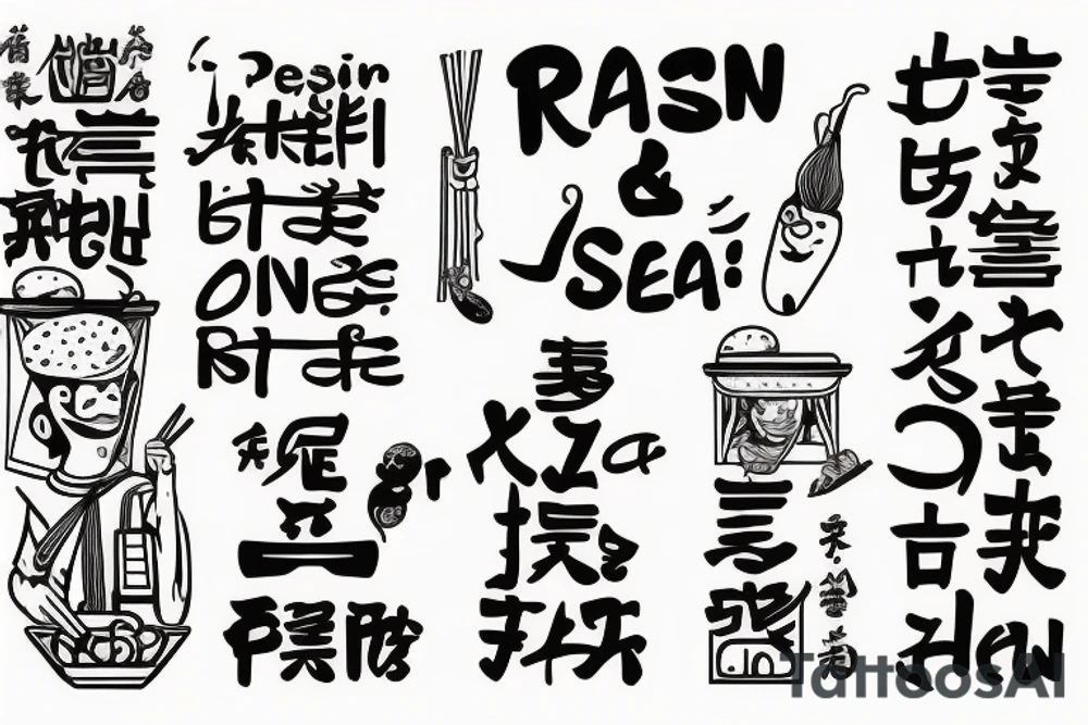 pan asian street food resturant. to represent the job as the food runner and has to include the quote: eat, sleep, chi, repeat. the quote is in english tattoo idea
