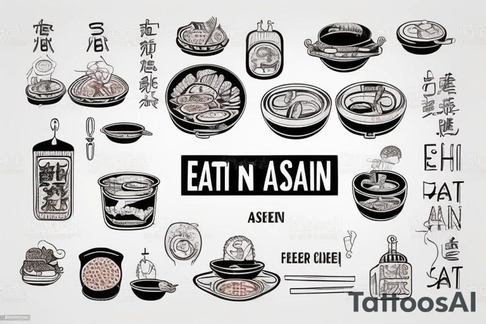 pan asian street food resturant. to represent the job as the food runner and has to include the quote: eat, sleep, chi, repeat. tattoo idea