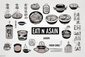 pan asian street food resturant. to represent the job as the food runner and has to include the quote: eat, sleep, chi, repeat. tattoo idea