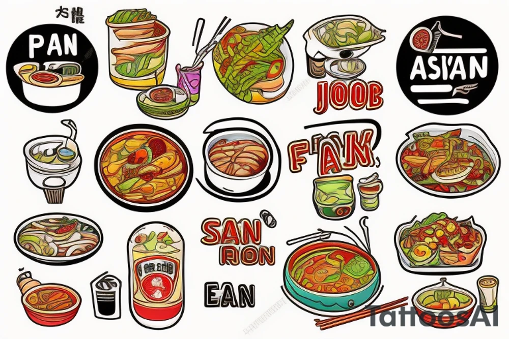pan asian street food resturant. to represent the job as the food runner. must include the quote: eat, sleep, chi, repeat. tattoo idea
