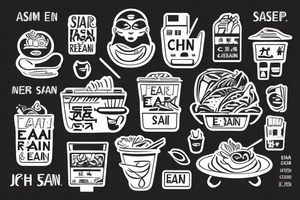 pan asian street food resturant. to represent the job as the food runner. must include the quote: eat, sleep, chi, repeat. tattoo idea