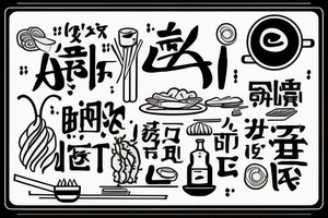 must include the quote: eat, sleep, chi, repeat. pan asian street food resturant. to represent the job as the food runner. tattoo idea