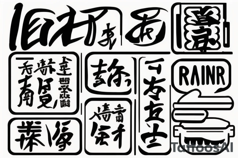 must include the quote: eat, sleep, chi, repeat. pan asian street food resturant. to represent the job as the food runner. tattoo idea