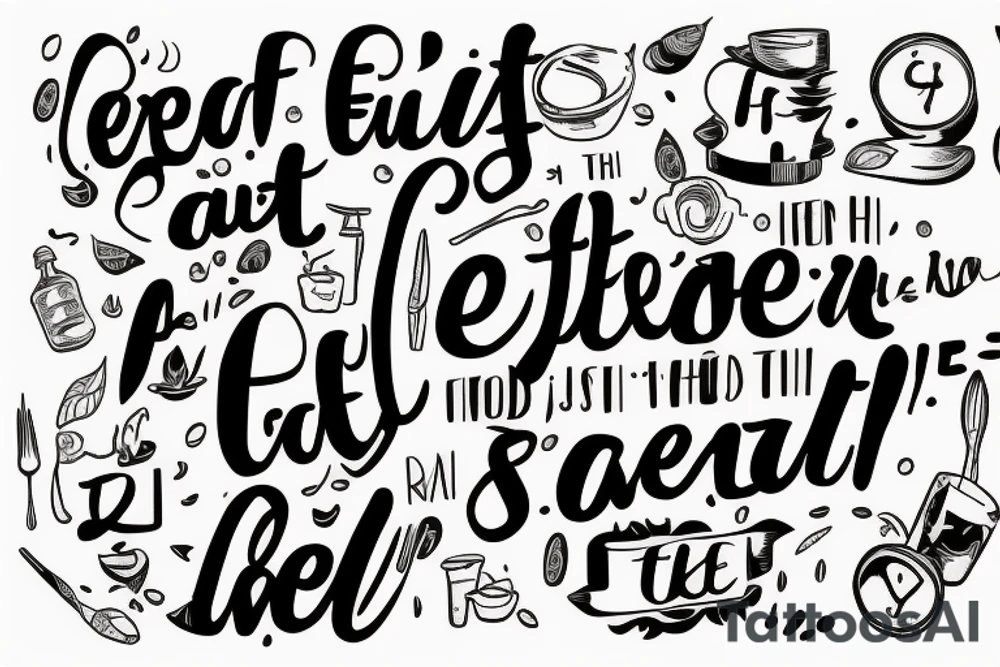must include the quote: eat, sleep, chi, repeat. resturant. to represent the job as the food runner. tattoo idea