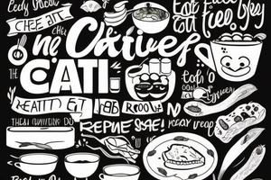 must include the quote: eat, sleep, chi, repeat. resturant. to represent the job as the food runner. tattoo idea
