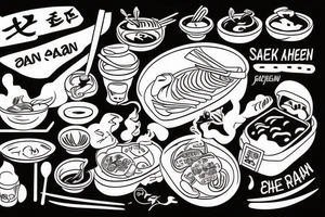 pan asian street food resturant. to represent the job as the food runner. to include the quote: eat, sleep, chi, repeat. tattoo idea