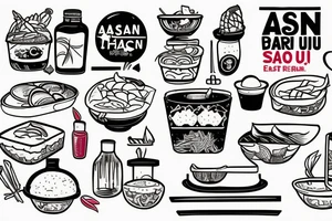 pan asian street food resturant. food runner. to include the quote: eat, sleep, chi, repeat. tattoo idea