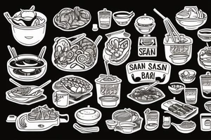 pan asian street food resturant. food runner. to include the quote: eat, sleep, chi, repeat. tattoo idea