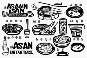 pan asian street food resturant. food runner. to include the quote: eat, sleep, chi, repeat. tattoo idea