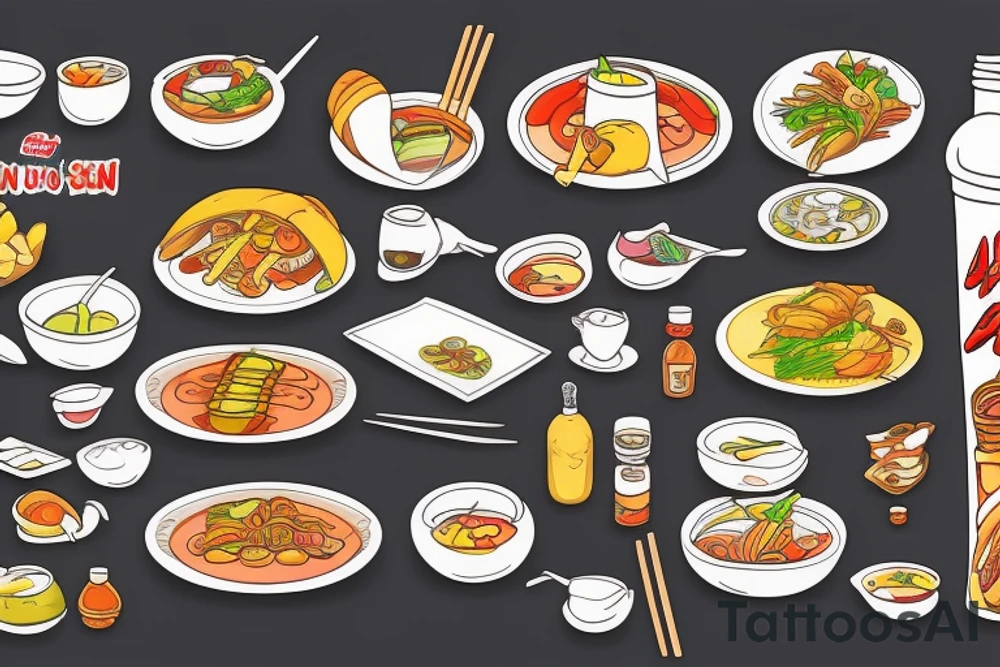pan asian street food resturant. food runner. eat, sleep, chi, repeat. tattoo idea
