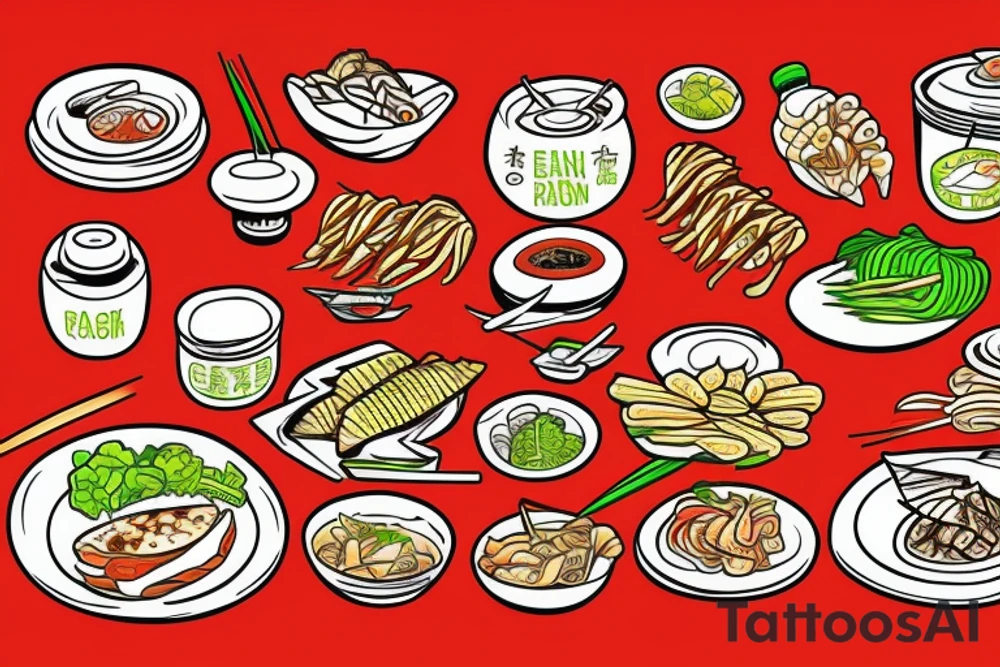 pan asian street food resturant. food runner. eat, sleep, chi, repeat. tattoo idea