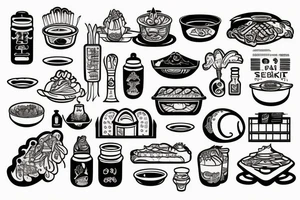 pan asian street food resturant. food runner. eat, sleep, chi, repeat. tattoo idea