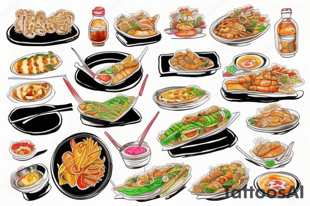 pan asian street food resturant. food runner. eat, sleep, chi, repeat. tattoo idea