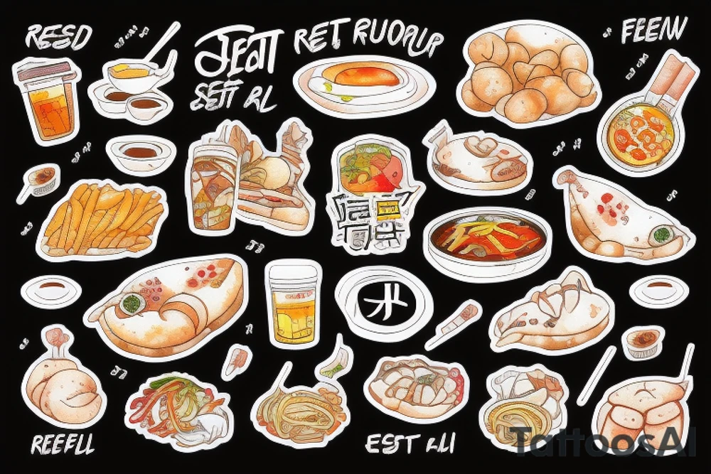 asian street food resturant. food runner. eat, sleep, chi, repeat. tattoo idea