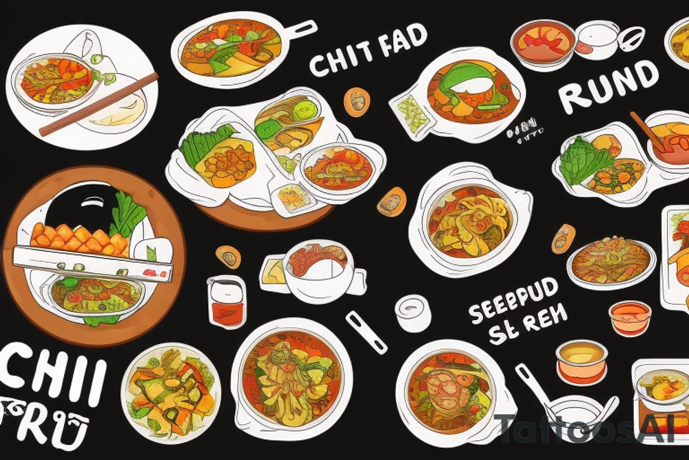 asian street food resturant called chi. food runner. eat, sleep, chi, repeat. tattoo idea