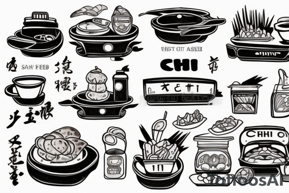 asian street food resturant called chi. food runner. eat, sleep, chi, repeat. tattoo idea
