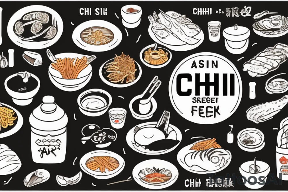 asian street food resturant called chi. food runner. eat, sleep, chi, repeat. tattoo idea