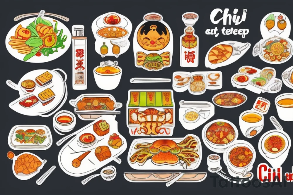 eat, sleep, chi, repeat. asian street food resturant called chi resturant. food runner. tattoo idea
