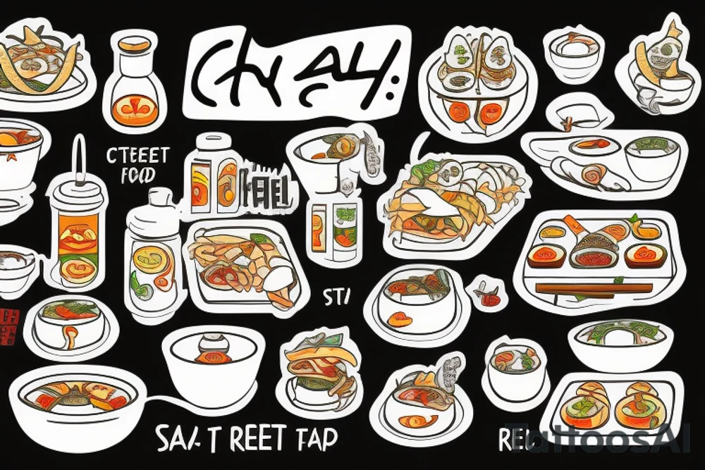 eat, sleep, chi, repeat. asian street food resturant called chi resturant. food runner. tattoo idea