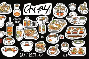 eat, sleep, chi, repeat. asian street food resturant called chi resturant. food runner. tattoo idea
