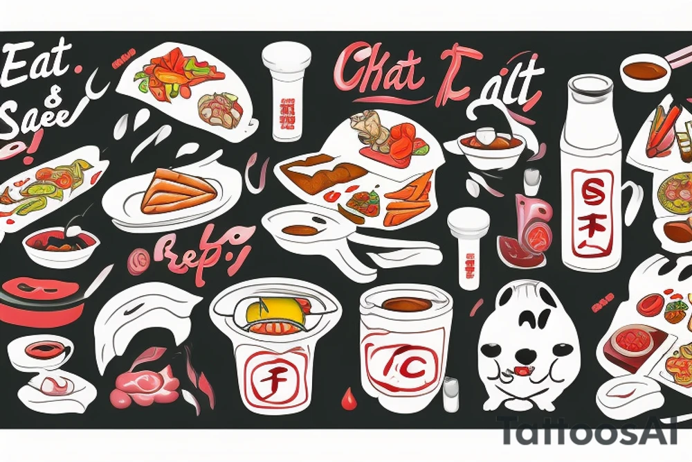 eat, sleep, chi, repeat. asian tappas resturant called chi resturant. food runner. tattoo idea