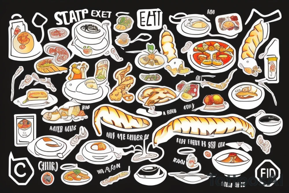 eat, sleep, chi, repeat. asian tappas resturant called chi resturant. food runner. tattoo idea