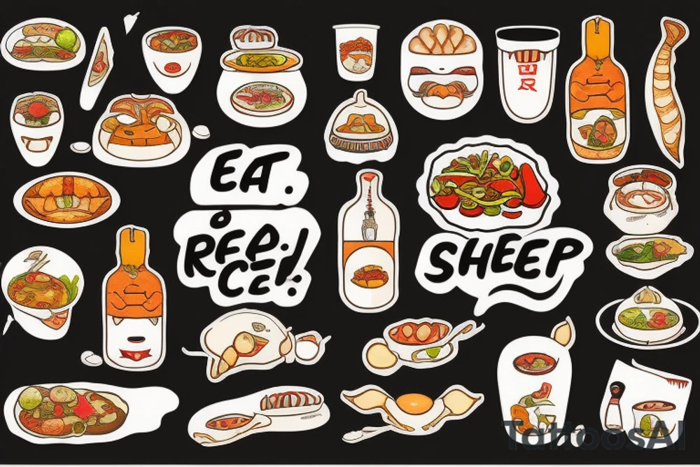 eat, sleep, chi, repeat. asian tappas resturant called chi resturant. food runner. tattoo idea
