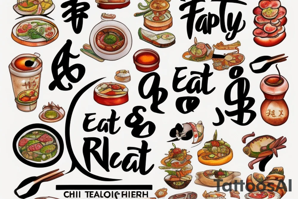 eat, sleep, chi, repeat. asian tappas resturant called chi resturant. food runner. tattoo idea